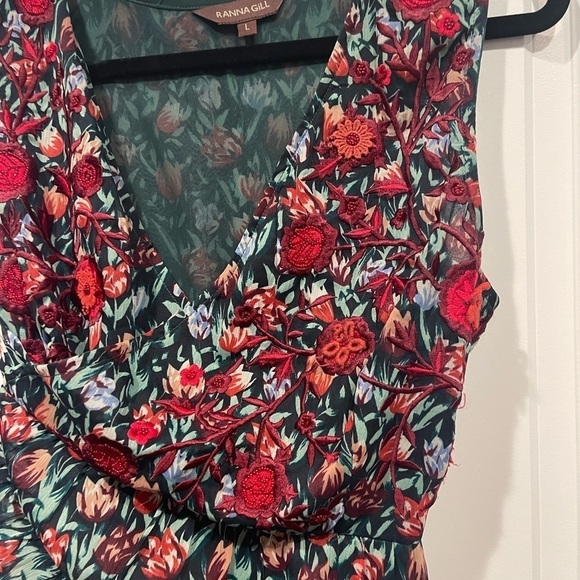 Ranna Gill Posie Embroidered floral Wrap Tie Waist Blouse - Picture 7 of 12
